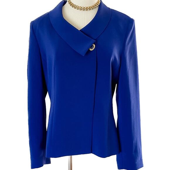 Vintage Jackets & Blazers - Vintage Le Suit royal blue blazer jacket top w/ decorative button size 10